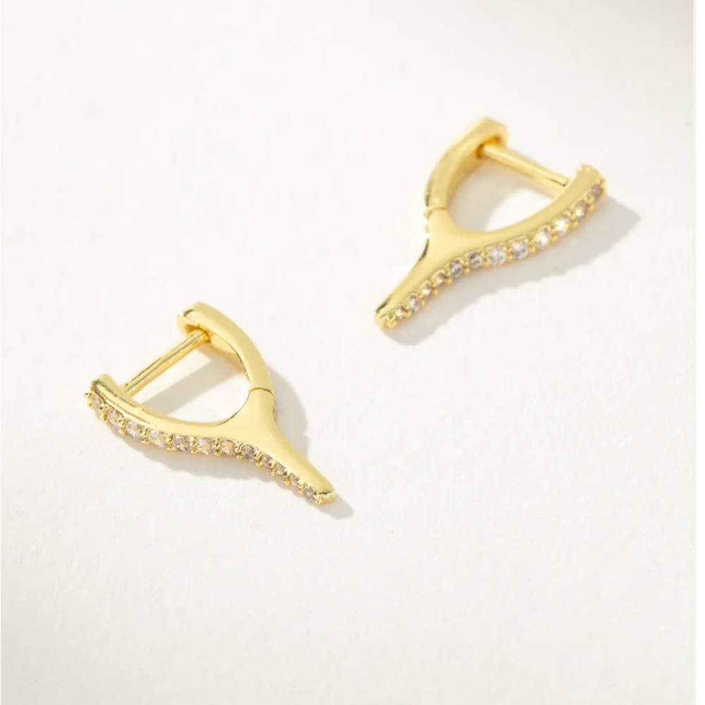 NWT Uncommon James Wishbone Pave Huggie Earrings